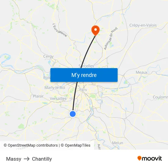 Massy to Chantilly map