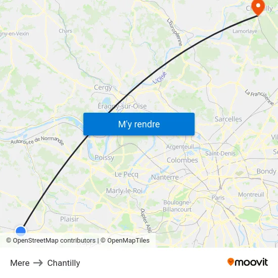 Mere to Chantilly map