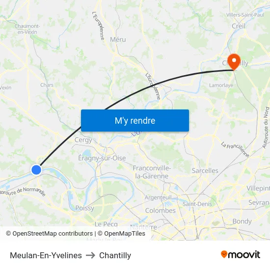 Meulan-En-Yvelines to Chantilly map