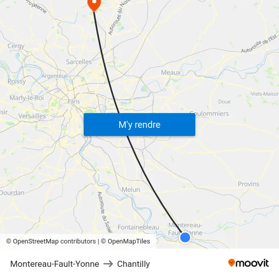 Montereau-Fault-Yonne to Chantilly map