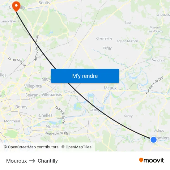 Mouroux to Chantilly map