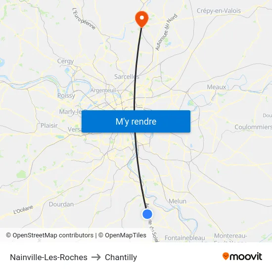 Nainville-Les-Roches to Chantilly map