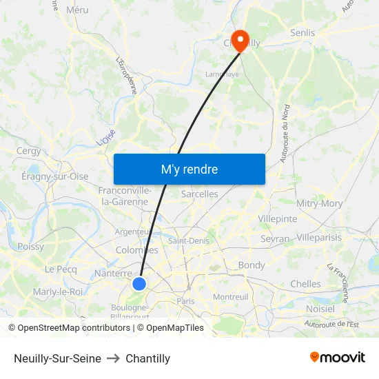 Neuilly-Sur-Seine to Chantilly map