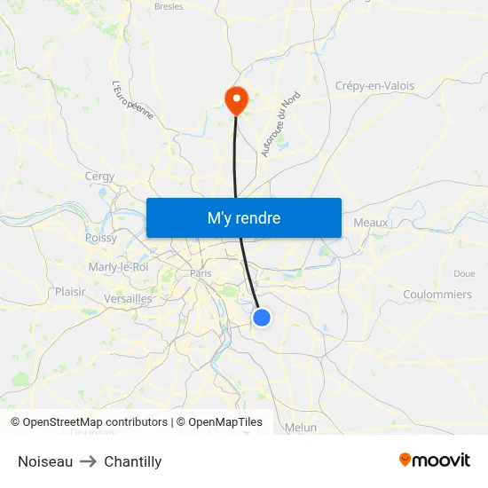 Noiseau to Chantilly map