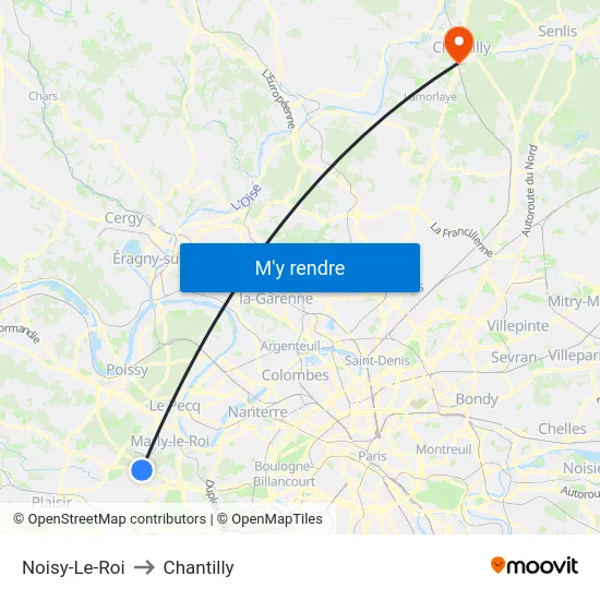 Noisy-Le-Roi to Chantilly map