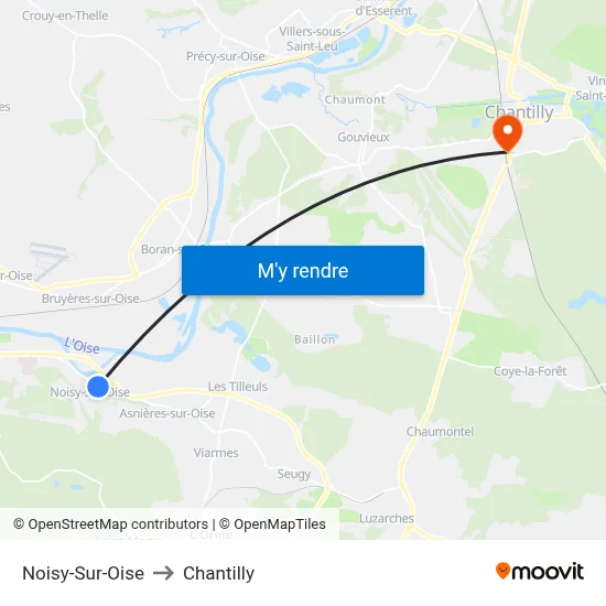 Noisy-Sur-Oise to Chantilly map