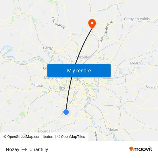 Nozay to Chantilly map