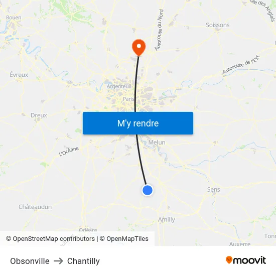 Obsonville to Chantilly map