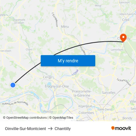 Oinville-Sur-Montcient to Chantilly map