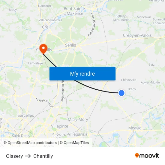 Oissery to Chantilly map