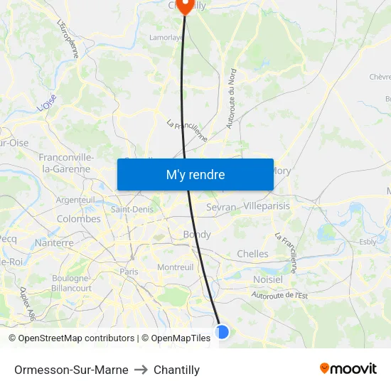 Ormesson-Sur-Marne to Chantilly map
