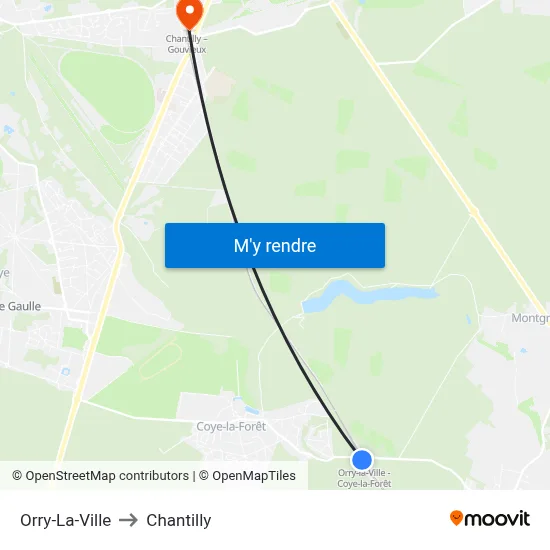 Orry-La-Ville to Chantilly map