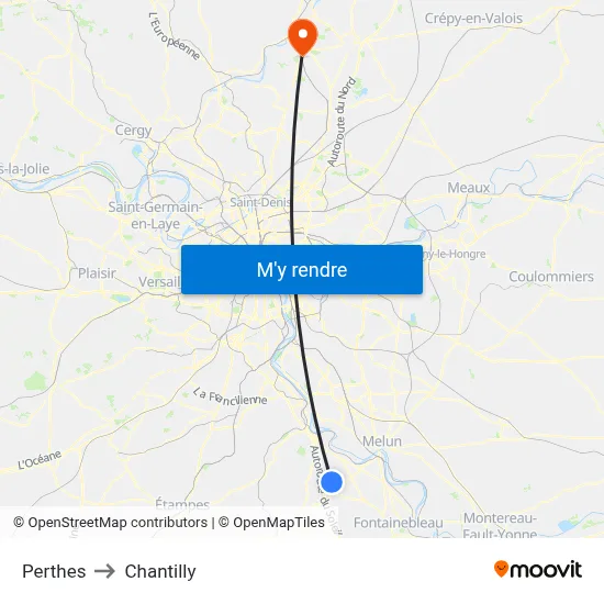 Perthes to Chantilly map