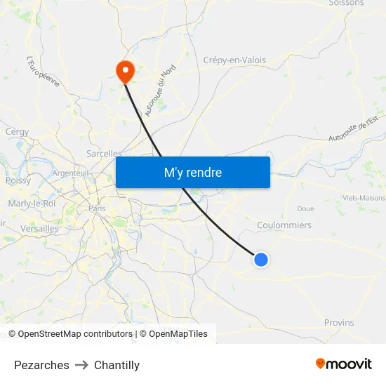 Pezarches to Chantilly map