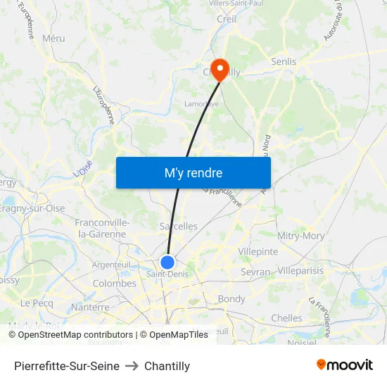 Pierrefitte-Sur-Seine to Chantilly map