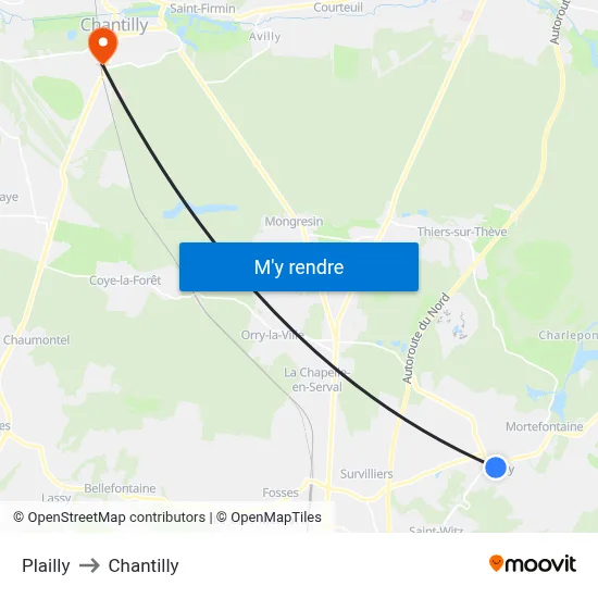 Plailly to Chantilly map