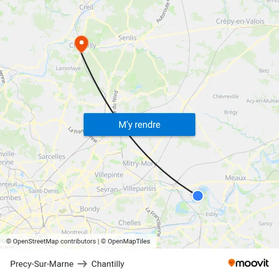 Precy-Sur-Marne to Chantilly map