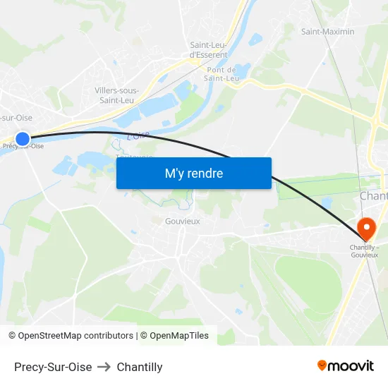 Precy-Sur-Oise to Chantilly map