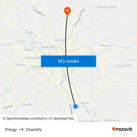 Pringy to Chantilly map