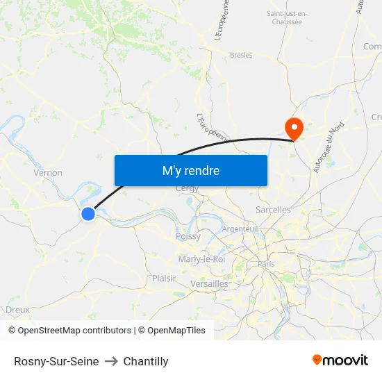 Rosny-Sur-Seine to Chantilly map