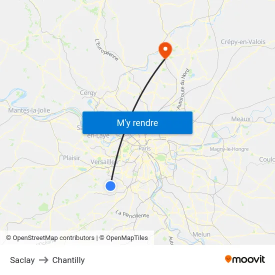 Saclay to Chantilly map