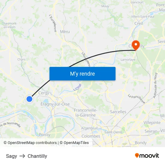 Sagy to Chantilly map