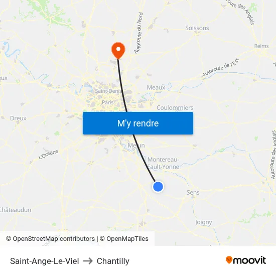 Saint-Ange-Le-Viel to Chantilly map