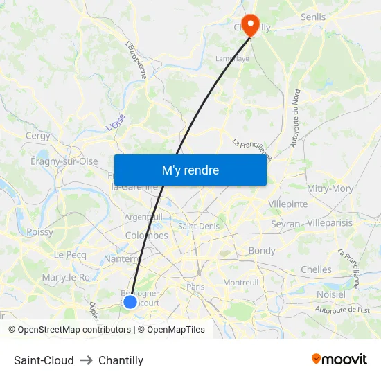 Saint-Cloud to Chantilly map