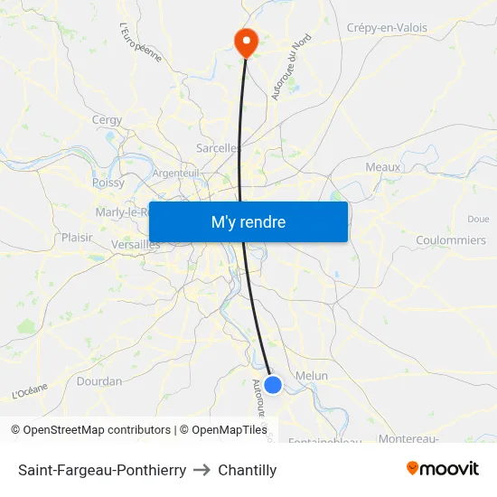 Saint-Fargeau-Ponthierry to Chantilly map