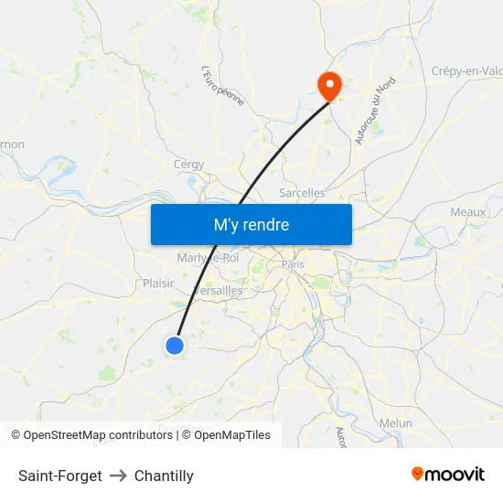 Saint-Forget to Chantilly map