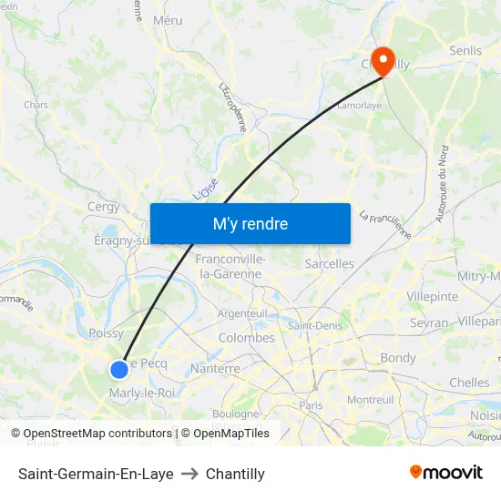 Saint-Germain-En-Laye to Chantilly map