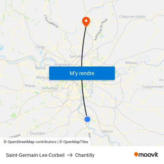 Saint-Germain-Les-Corbeil to Chantilly map