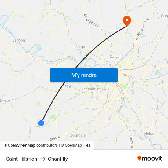 Saint-Hilarion to Chantilly map