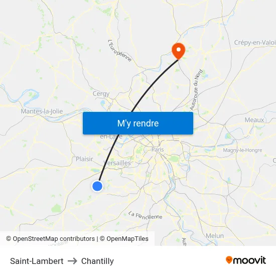 Saint-Lambert to Chantilly map