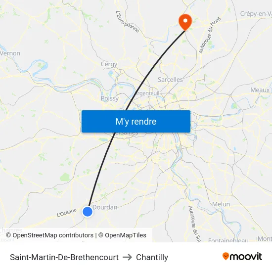 Saint-Martin-De-Brethencourt to Chantilly map