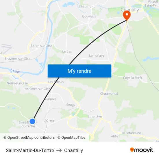 Saint-Martin-Du-Tertre to Chantilly map