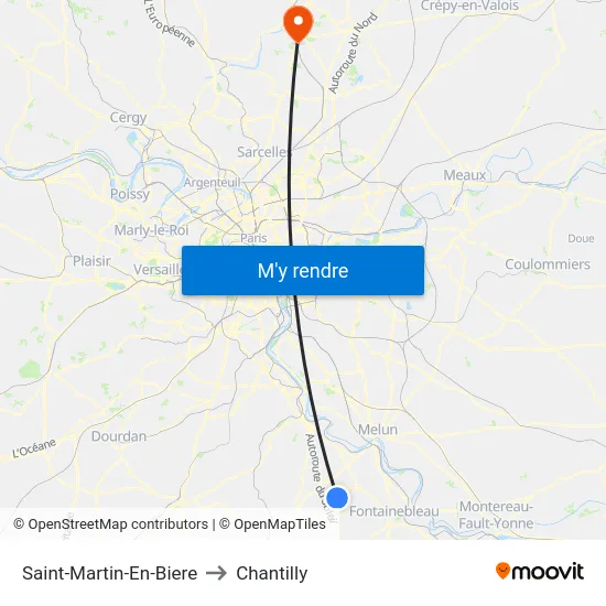 Saint-Martin-En-Biere to Chantilly map