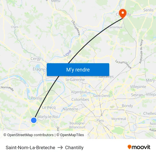 Saint-Nom-La-Breteche to Chantilly map