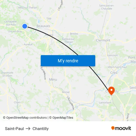Saint-Paul to Chantilly map