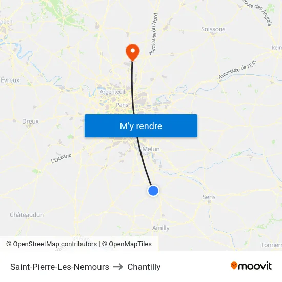 Saint-Pierre-Les-Nemours to Chantilly map