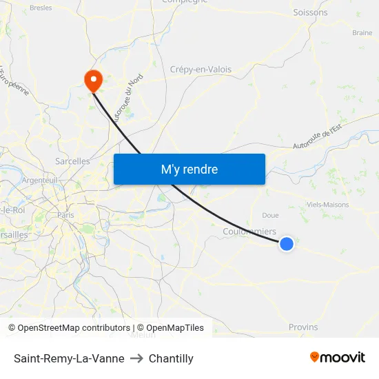 Saint-Remy-La-Vanne to Chantilly map
