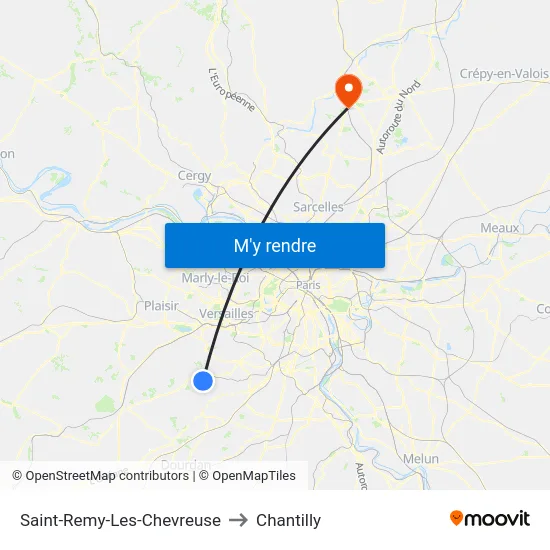 Saint-Remy-Les-Chevreuse to Chantilly map