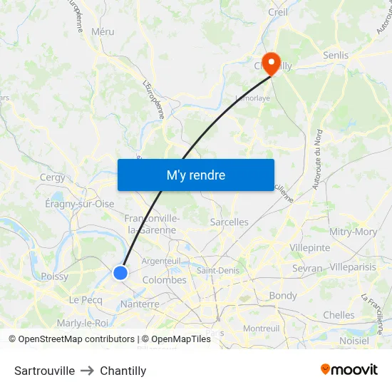 Sartrouville to Chantilly map