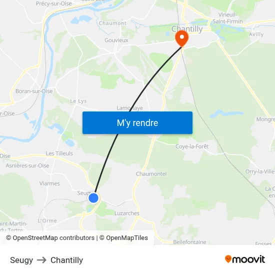 Seugy to Chantilly map