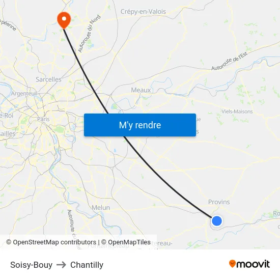 Soisy-Bouy to Chantilly map