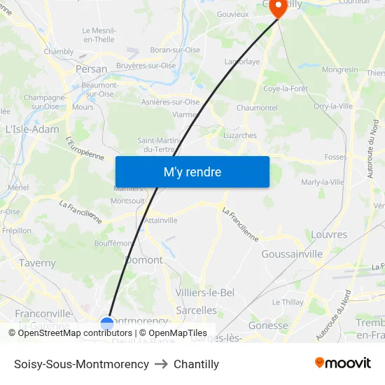 Soisy-Sous-Montmorency to Chantilly map