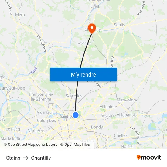 Stains to Chantilly map