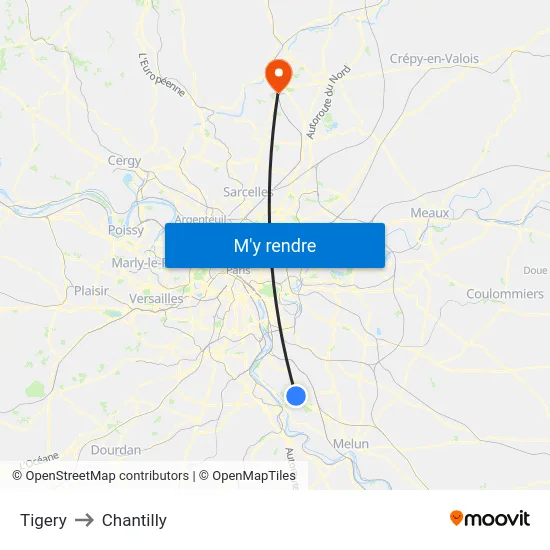 Tigery to Chantilly map