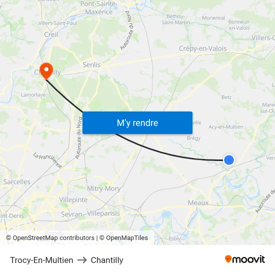 Trocy-En-Multien to Chantilly map