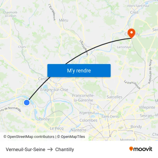 Verneuil-Sur-Seine to Chantilly map